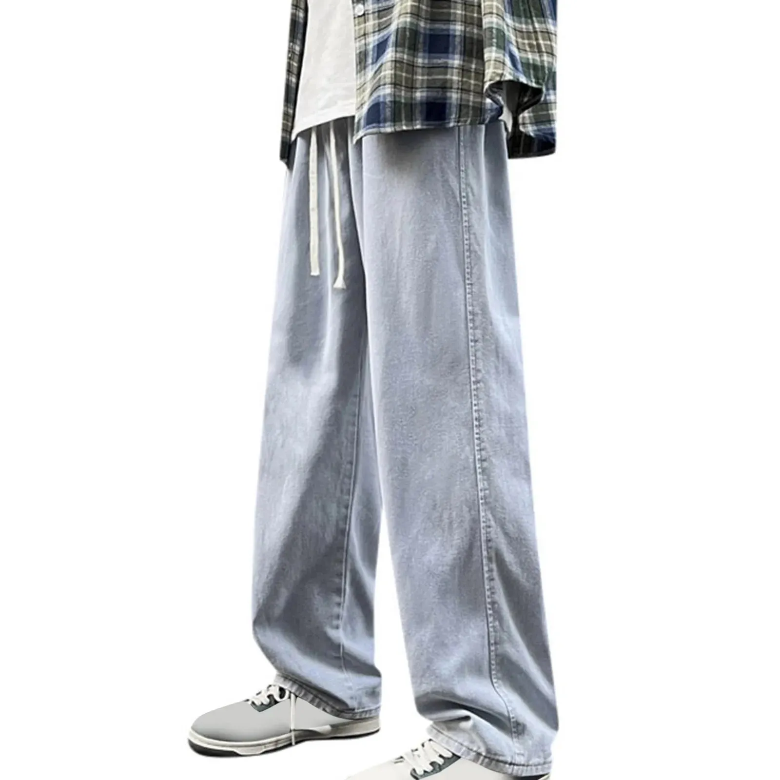 2025 Men's Korean Drawstring Wide Leg Jeans