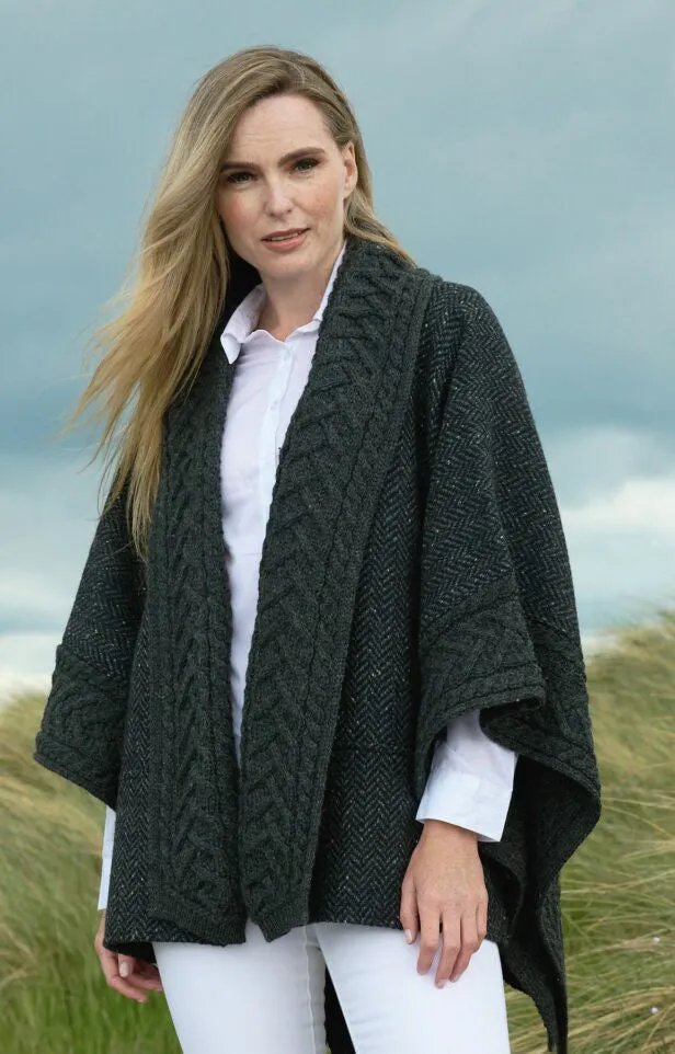 Aran Crafts Ashbourne Tweed Cape | Charcoal