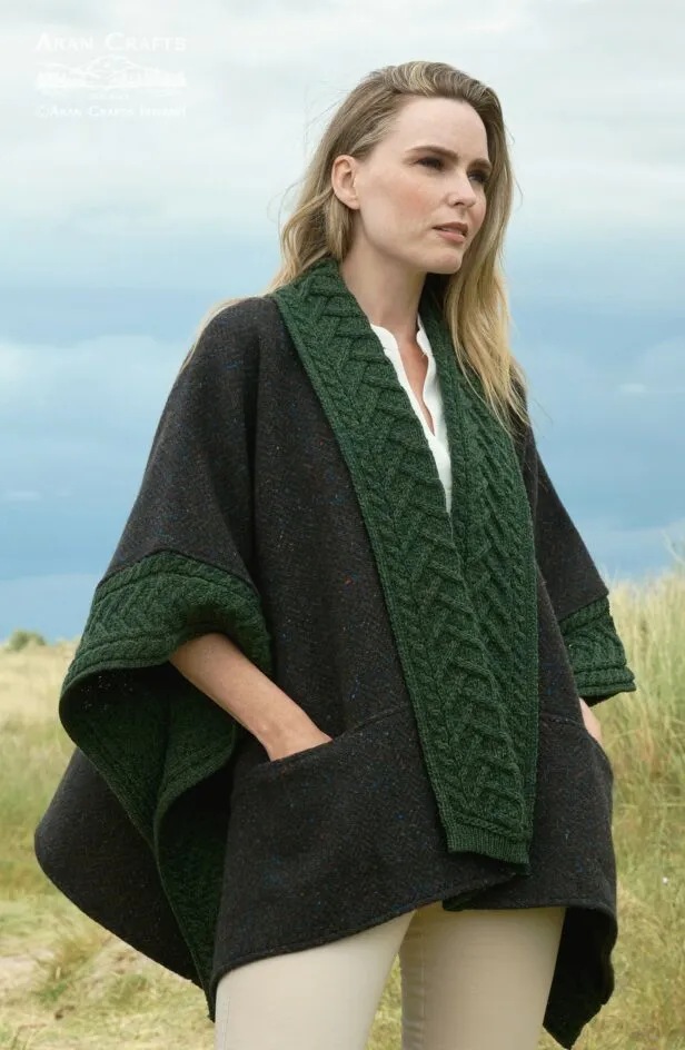 Aran Crafts Ashbourne Tweed Cape | Green