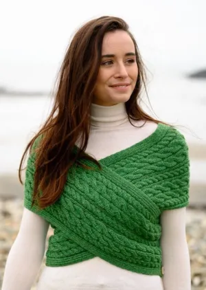 Aran Crossover Wrap | Green