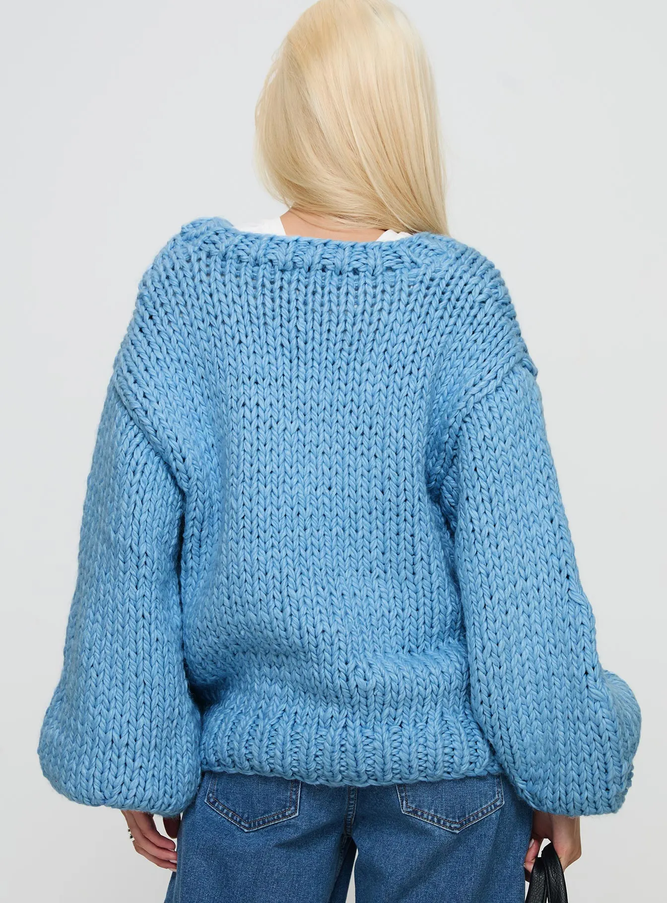 Arrowtown Hand Knit Sweater Blue