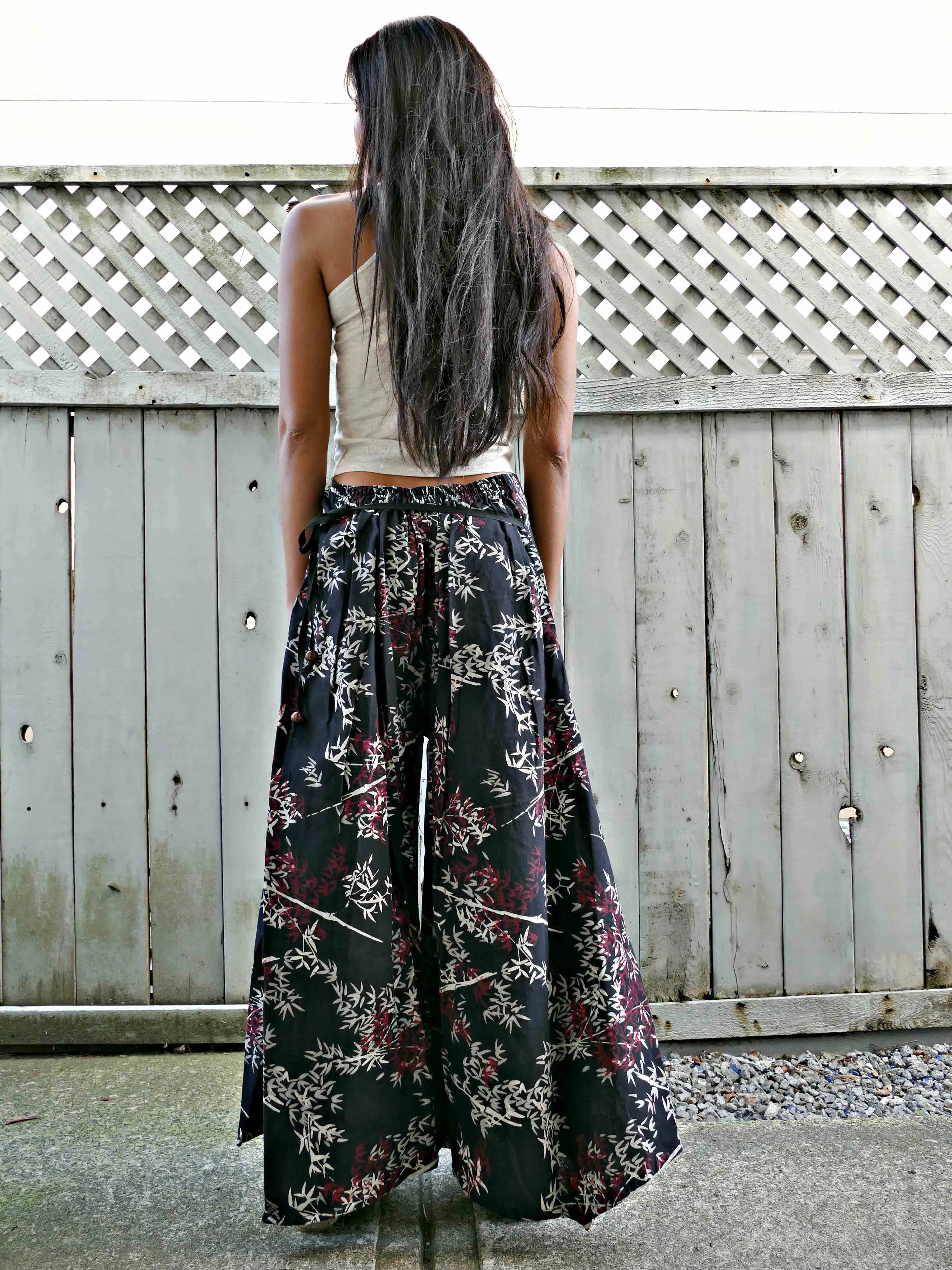 Bamboo Leaves Wide Leg Pants