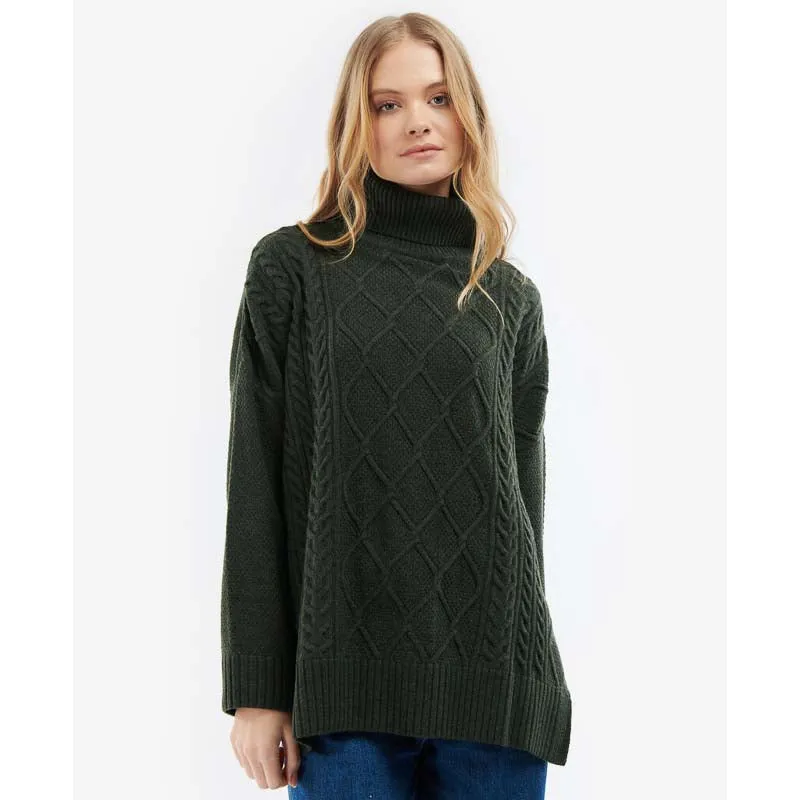 Barbour Burne Ladies Knit Cape - Olive