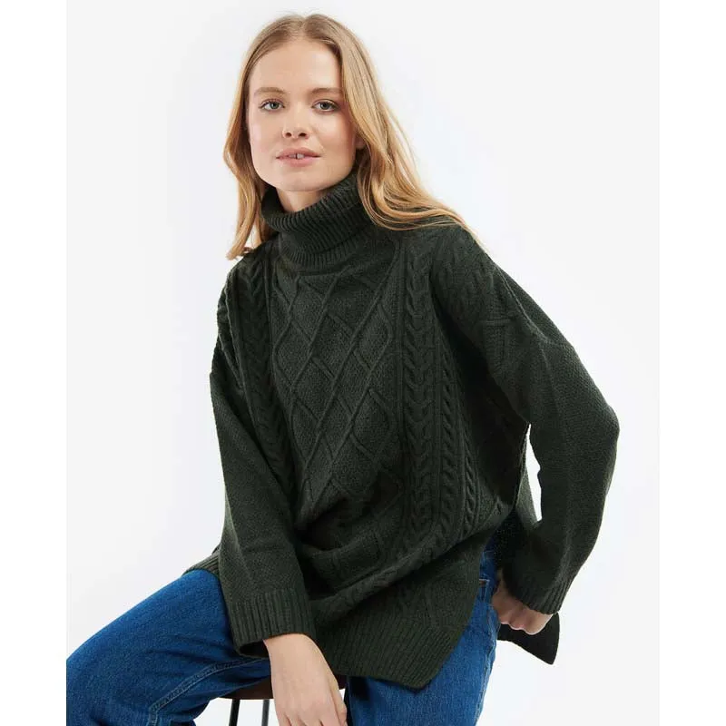 Barbour Burne Ladies Knit Cape - Olive