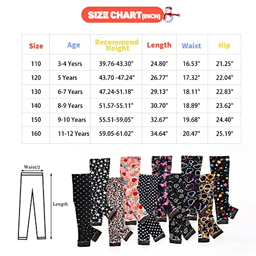 Bobiano Girls Fleece Lined Leggings Kids Winter Warm Full Length Pants for 3-12 Years