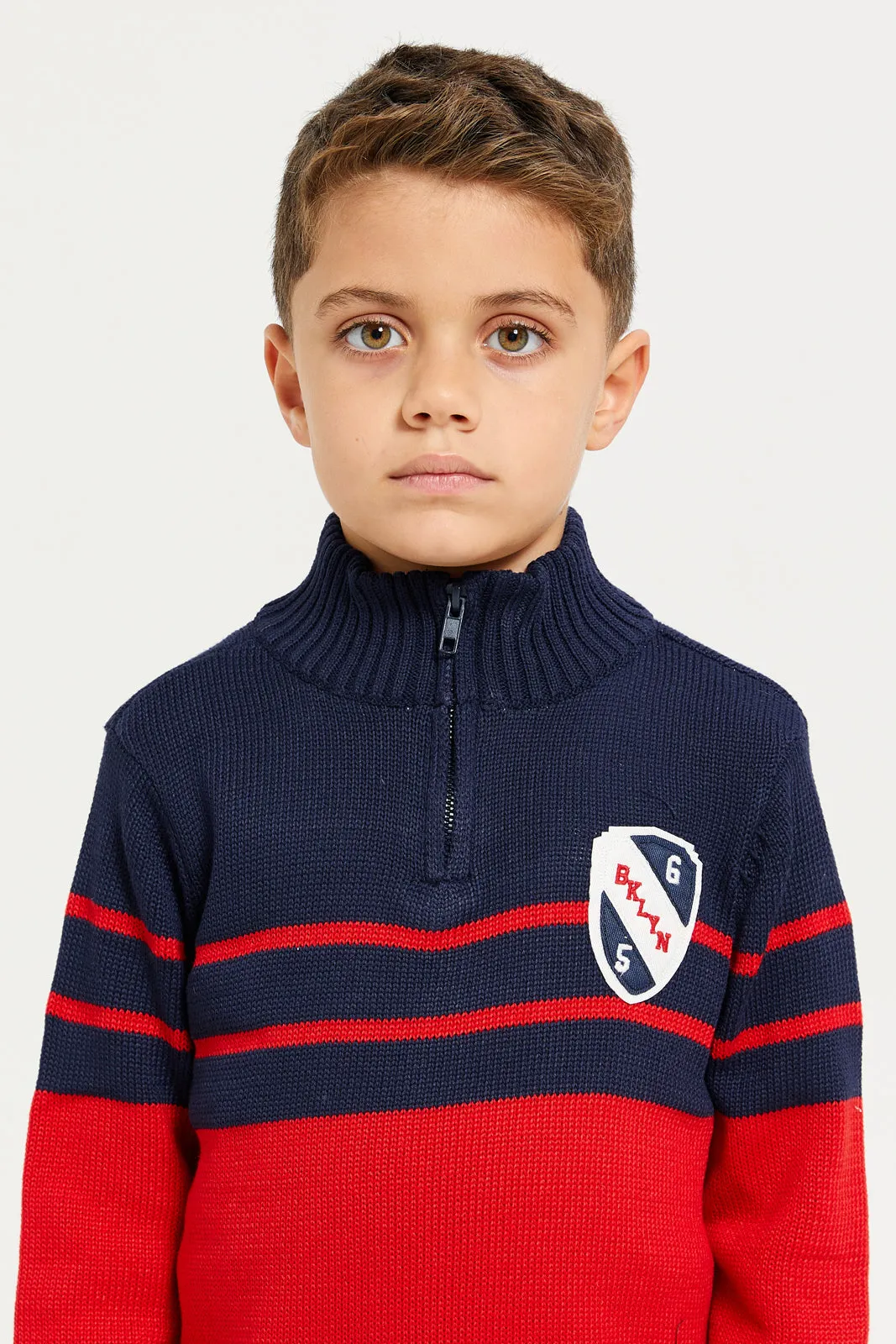 Boys Red High-Neck Sweater