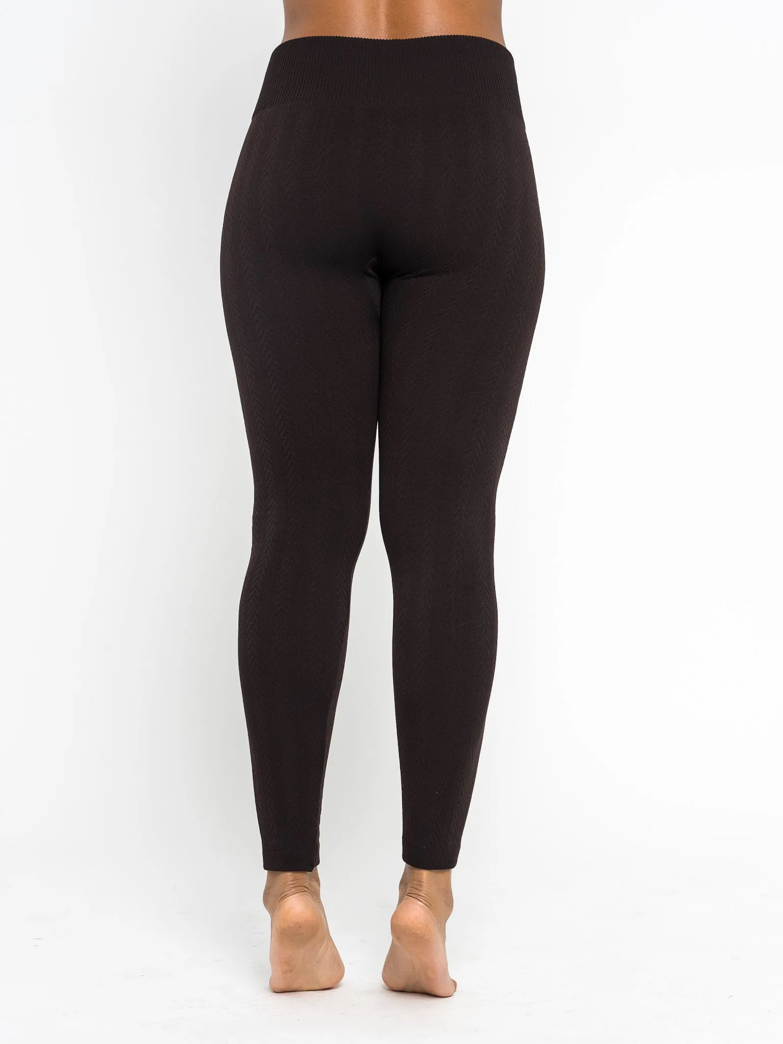 Braided Ribbed Textured Fleece Lined Leggings