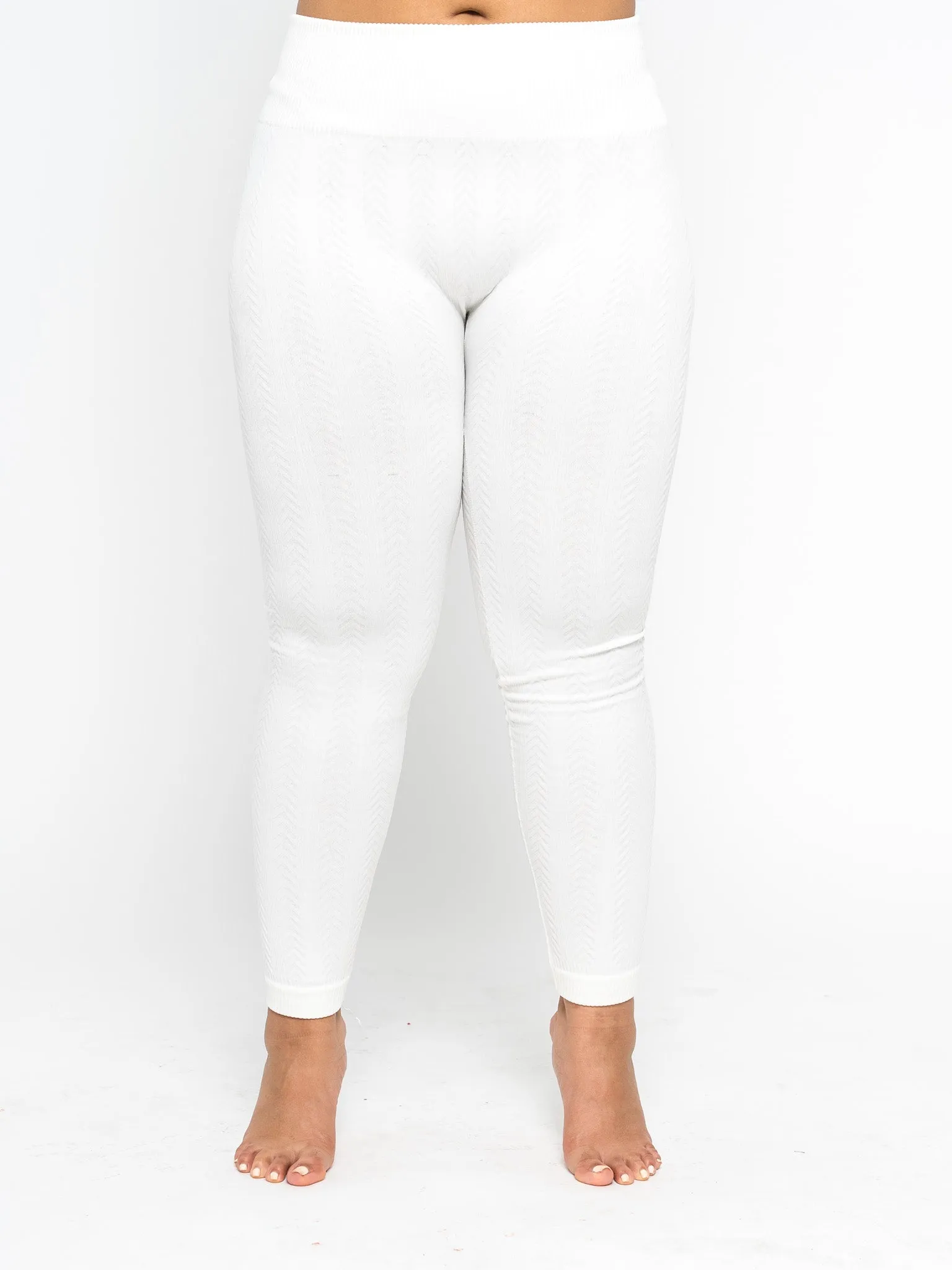 Braided Ribbed Textured Fleece Lined Leggings