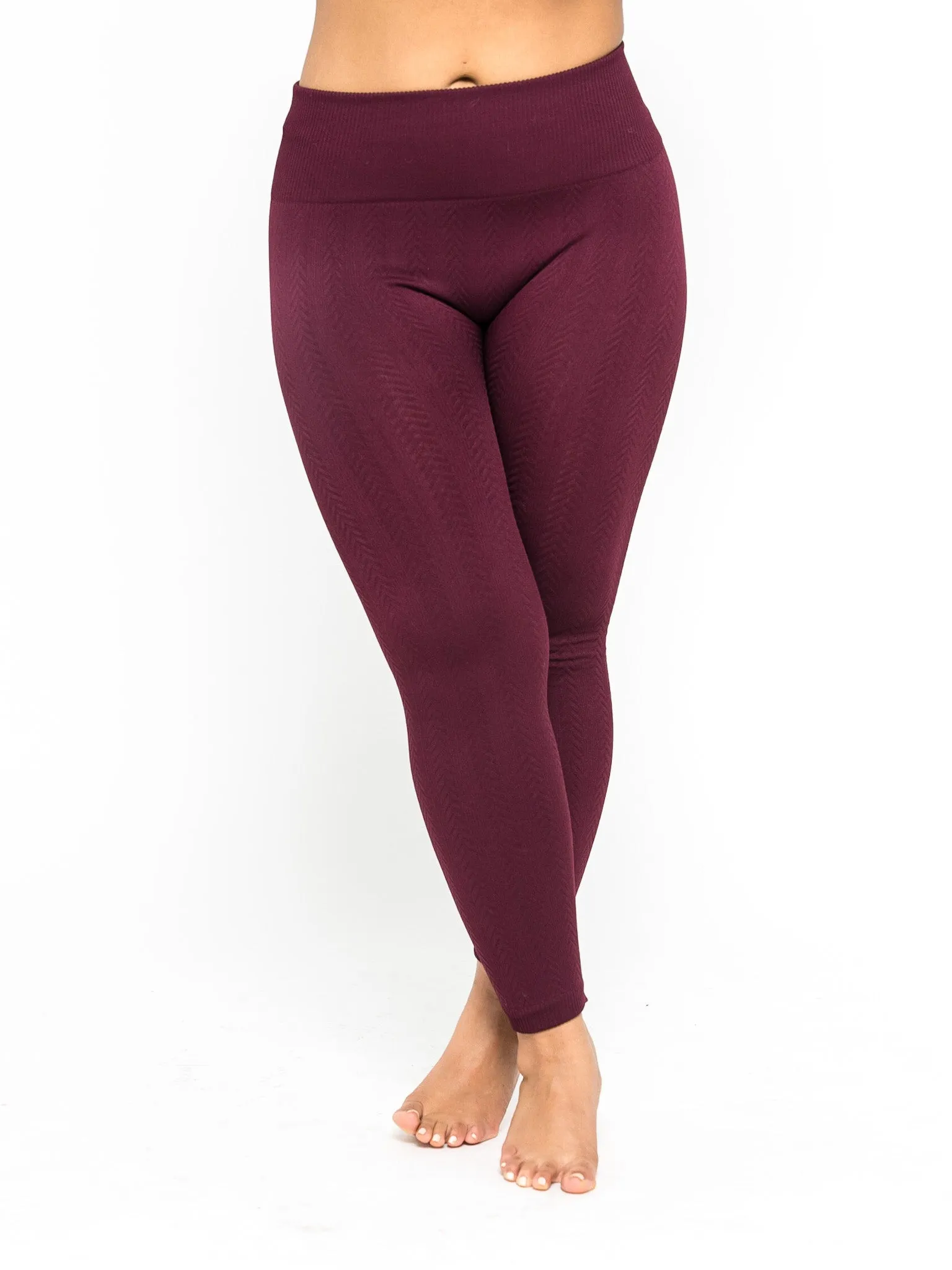 Braided Ribbed Textured Fleece Lined Leggings