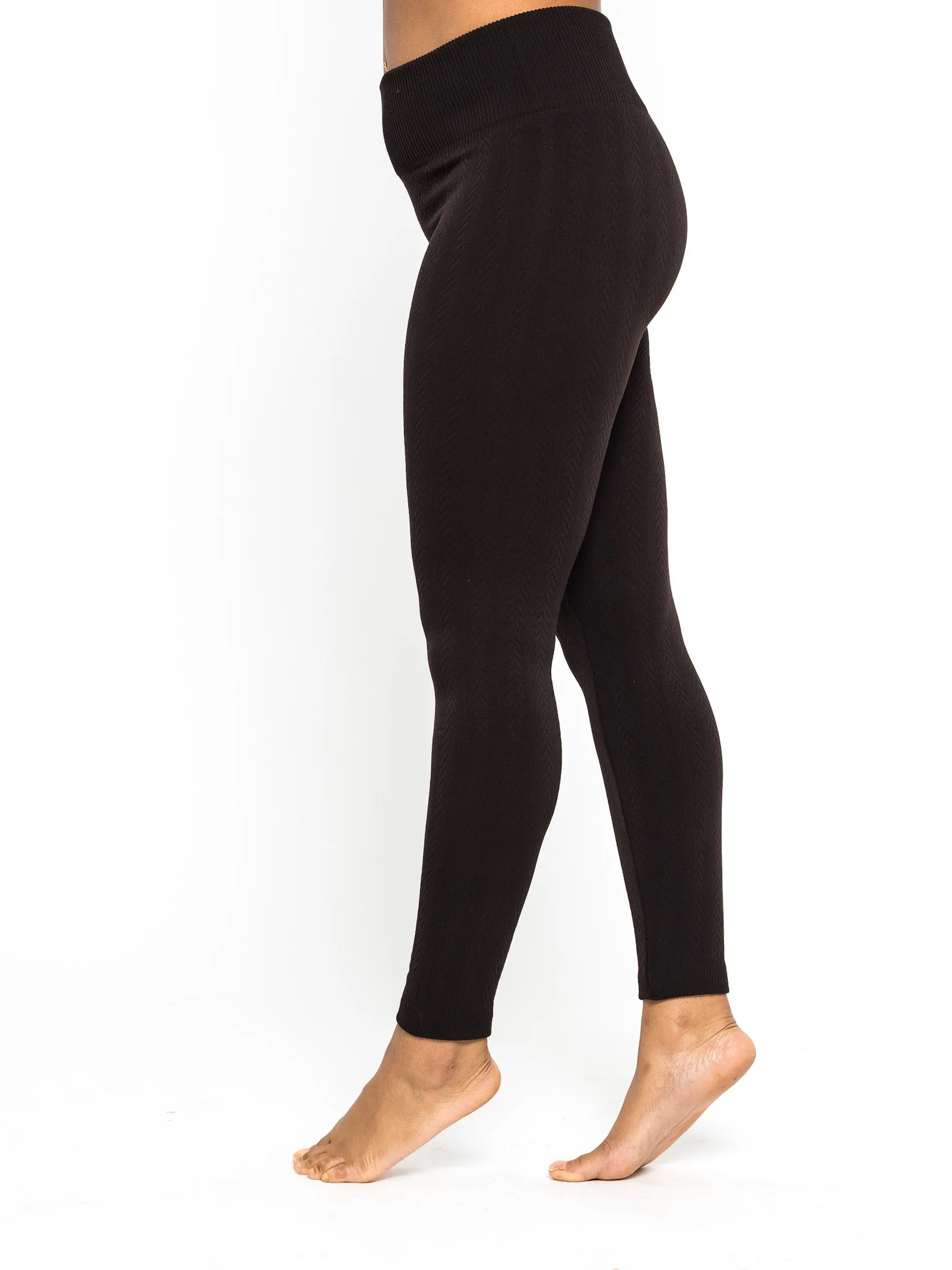 Braided Ribbed Textured Fleece Lined Leggings