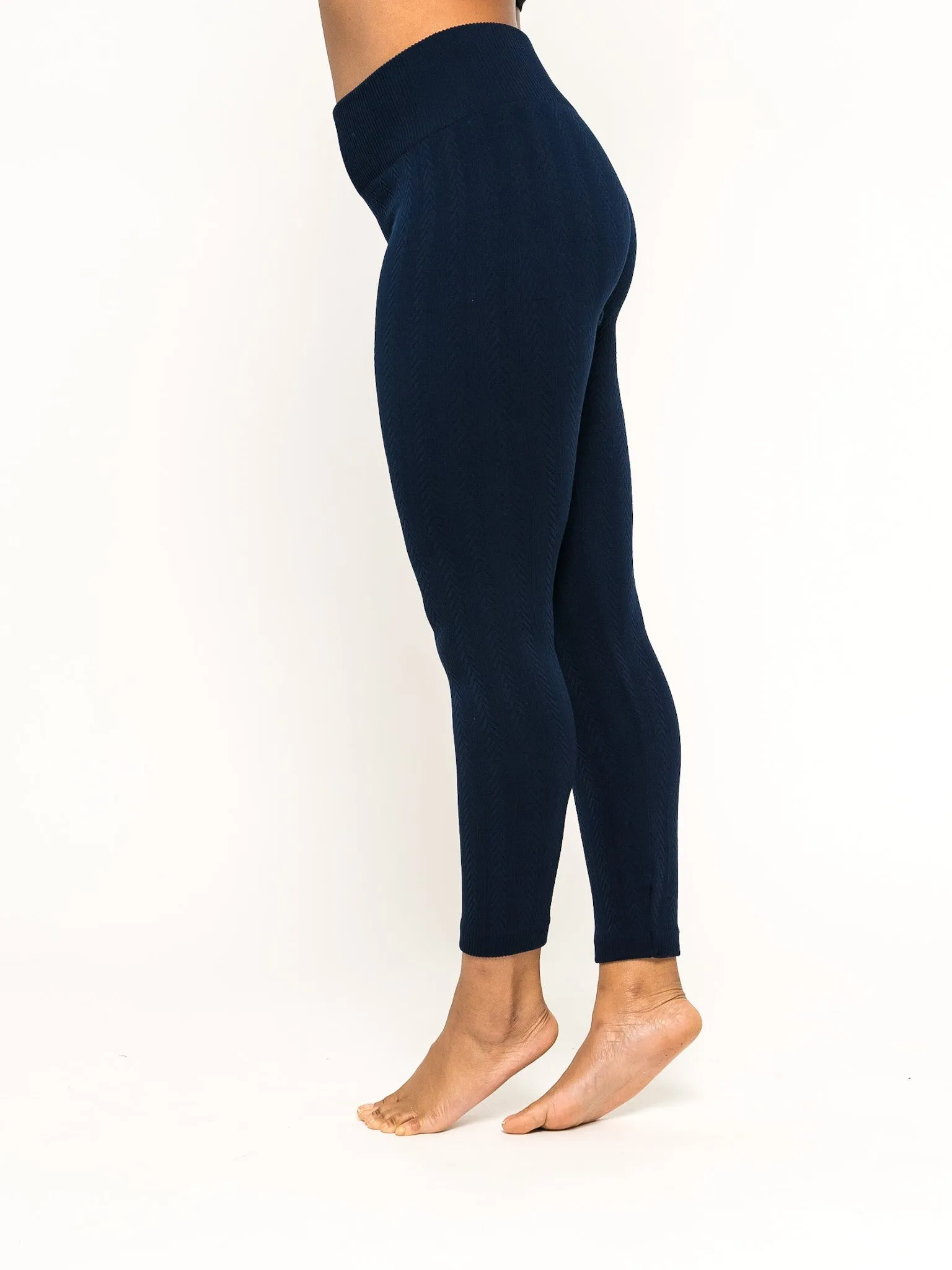 Braided Ribbed Textured Fleece Lined Leggings