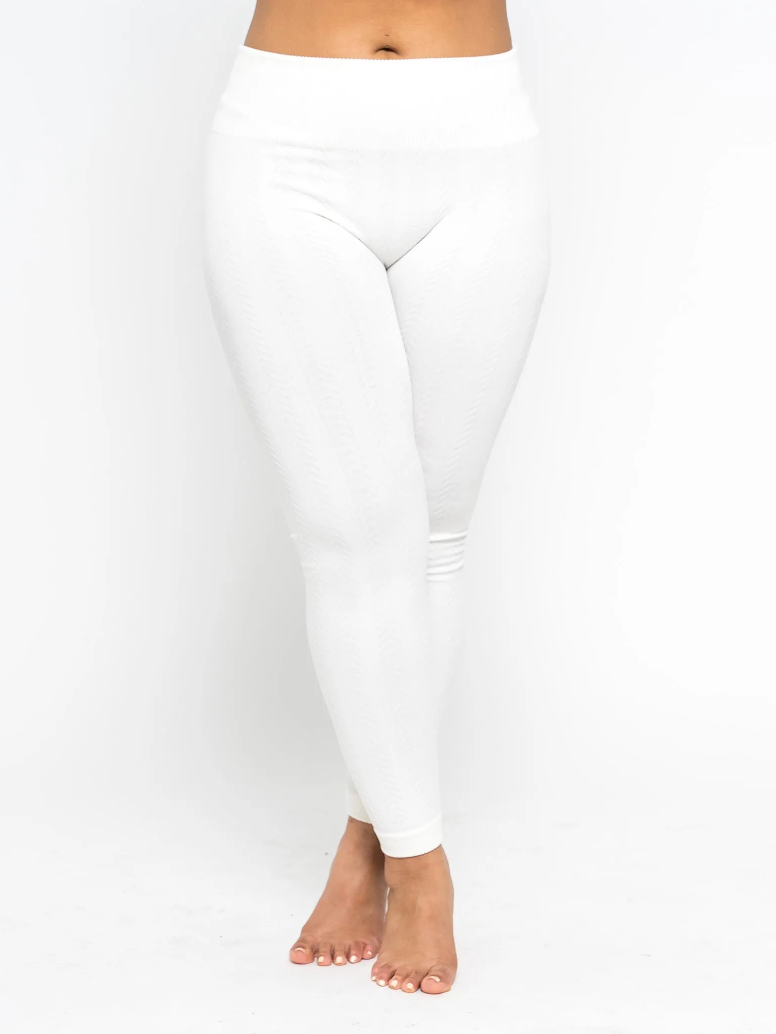 Braided Ribbed Textured Fleece Lined Leggings