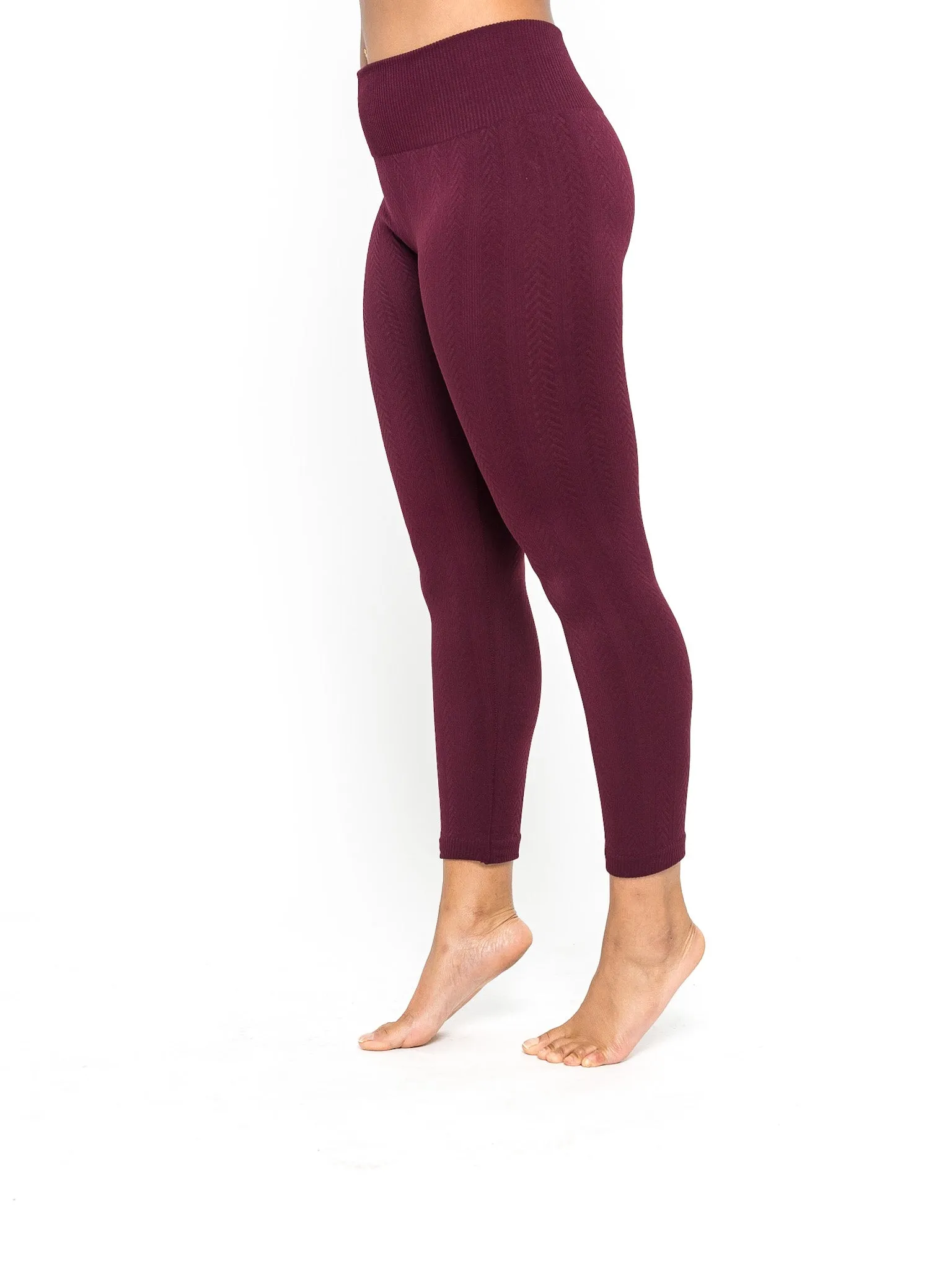 Braided Ribbed Textured Fleece Lined Leggings