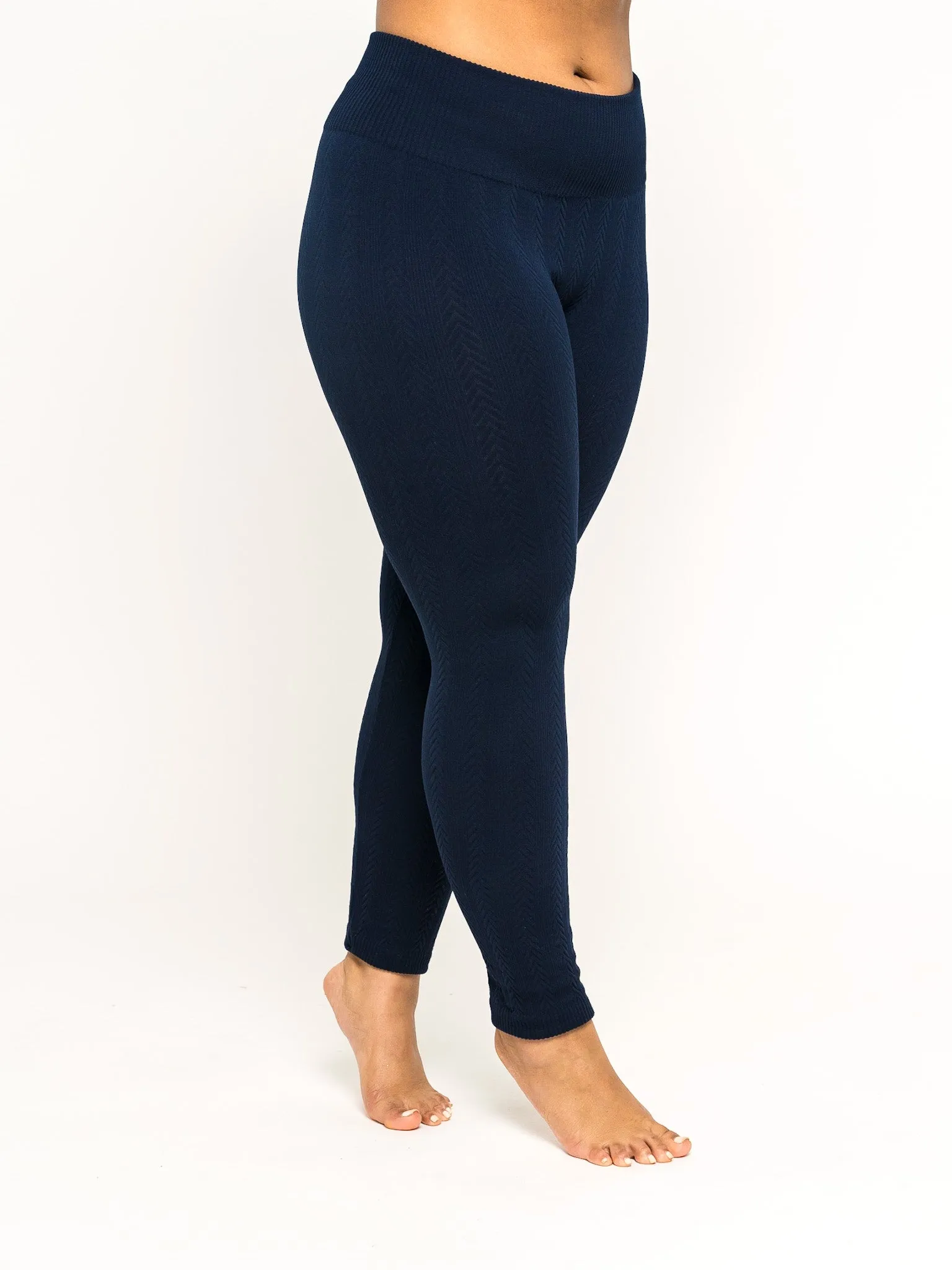 Braided Ribbed Textured Fleece Lined Leggings