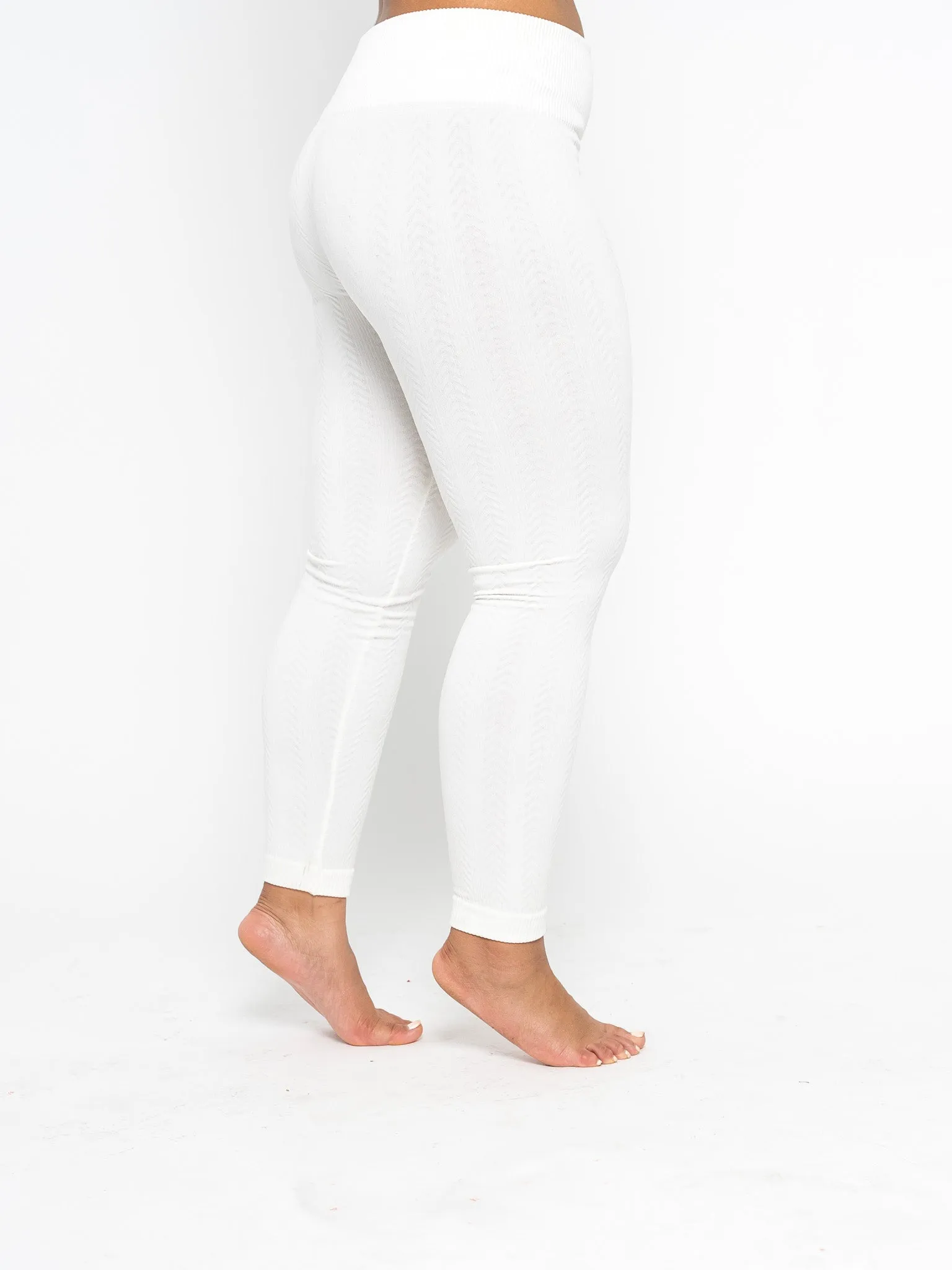 Braided Ribbed Textured Fleece Lined Leggings