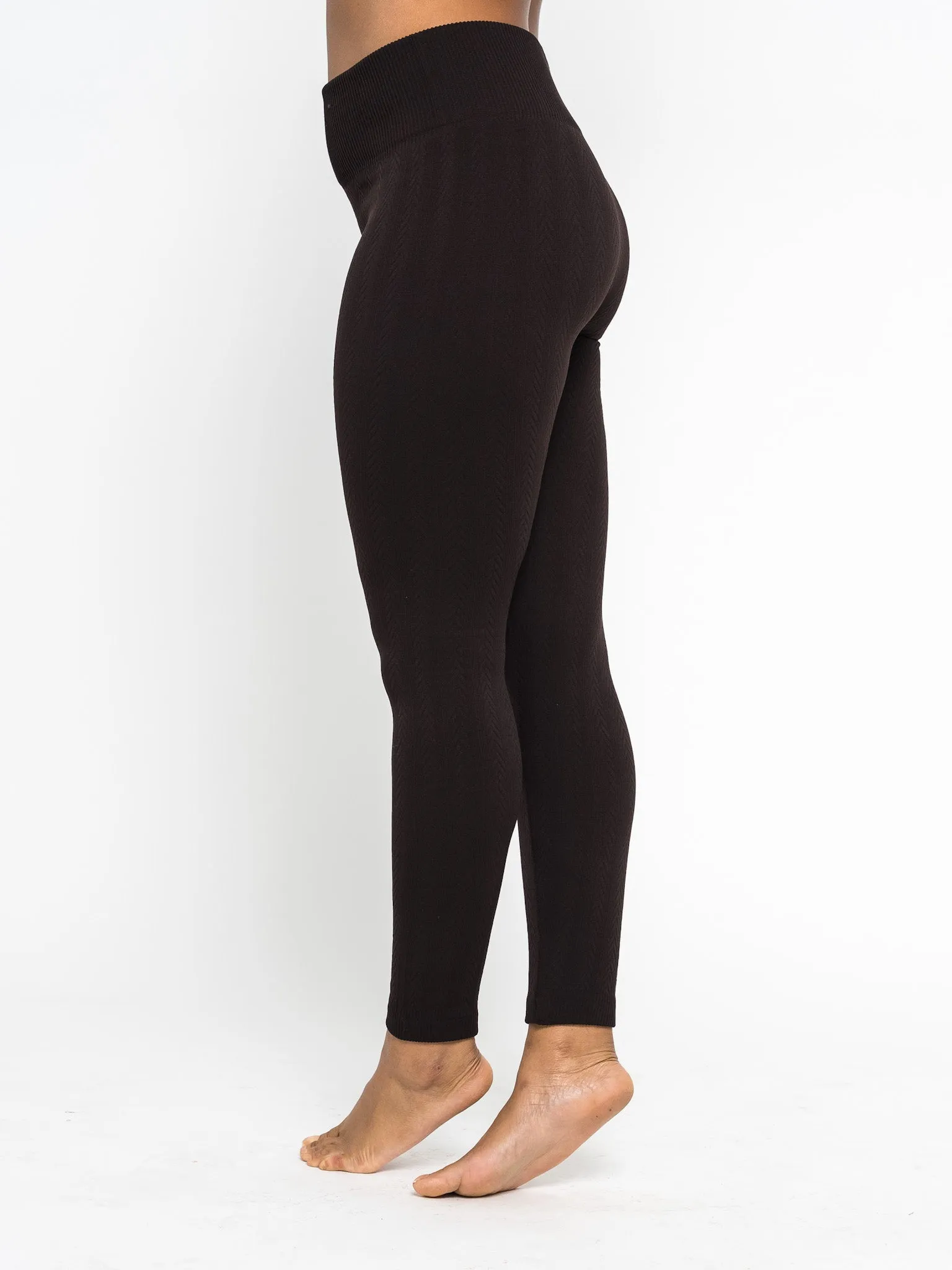 Braided Ribbed Textured Fleece Lined Leggings