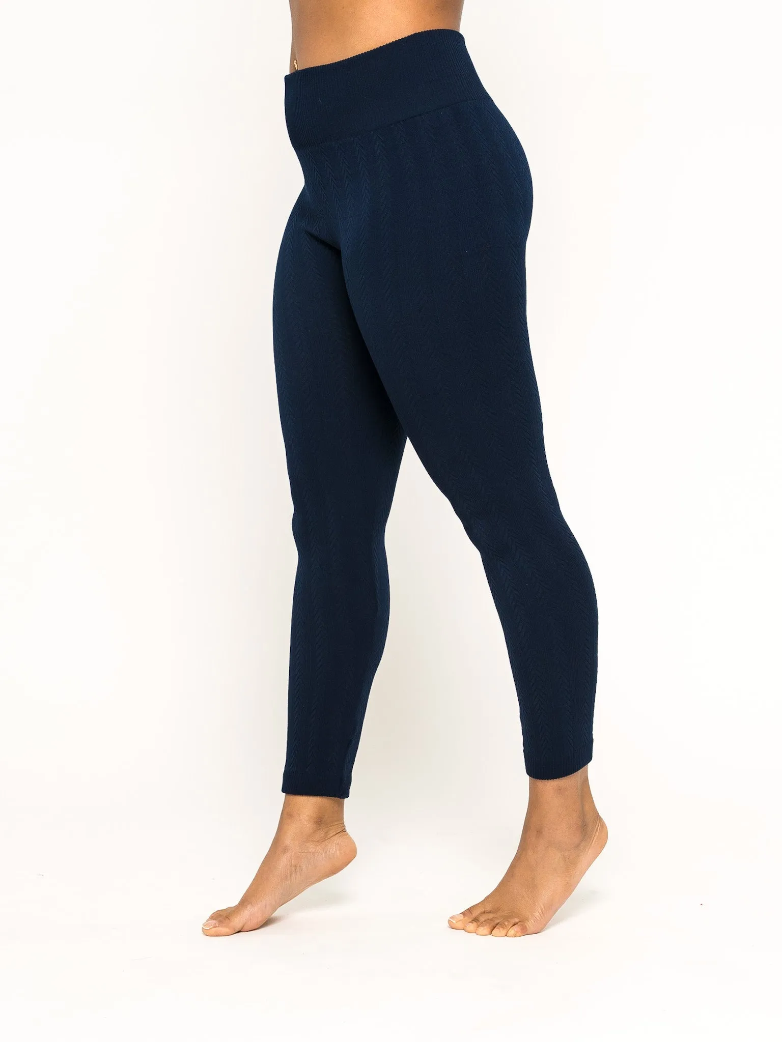 Braided Ribbed Textured Fleece Lined Leggings