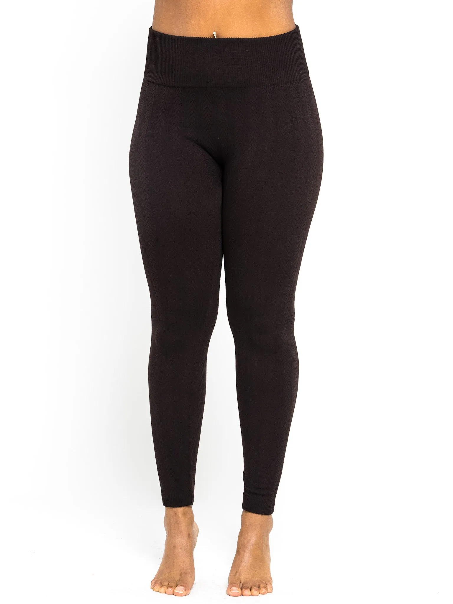 Braided Ribbed Textured Fleece Lined Leggings