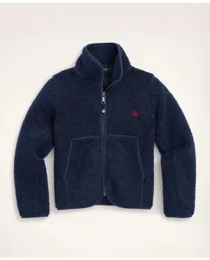 Brooks Brothers Boys Teddy Fleece Zip Jacket Navy