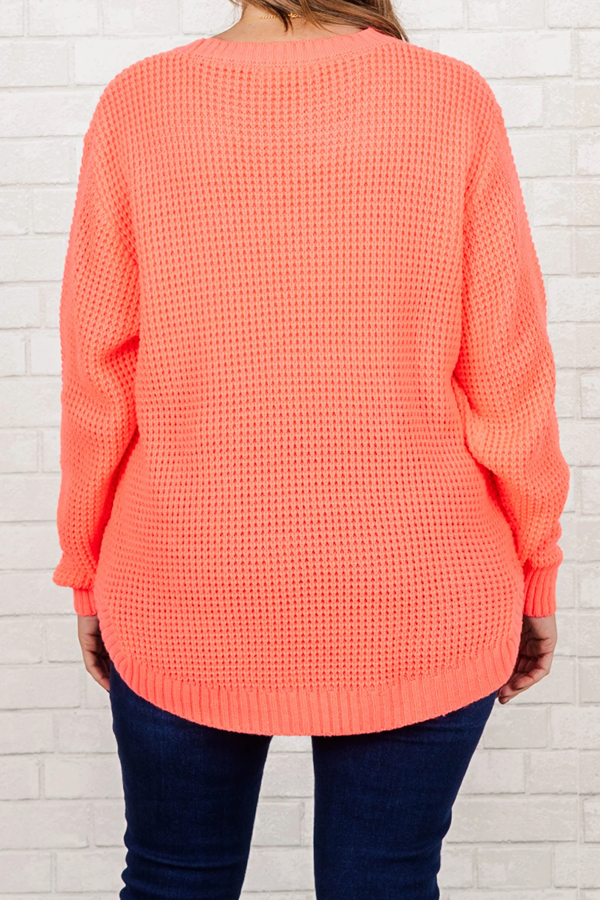 Call Me Tomorrow Sweater, Neon Coral Pink