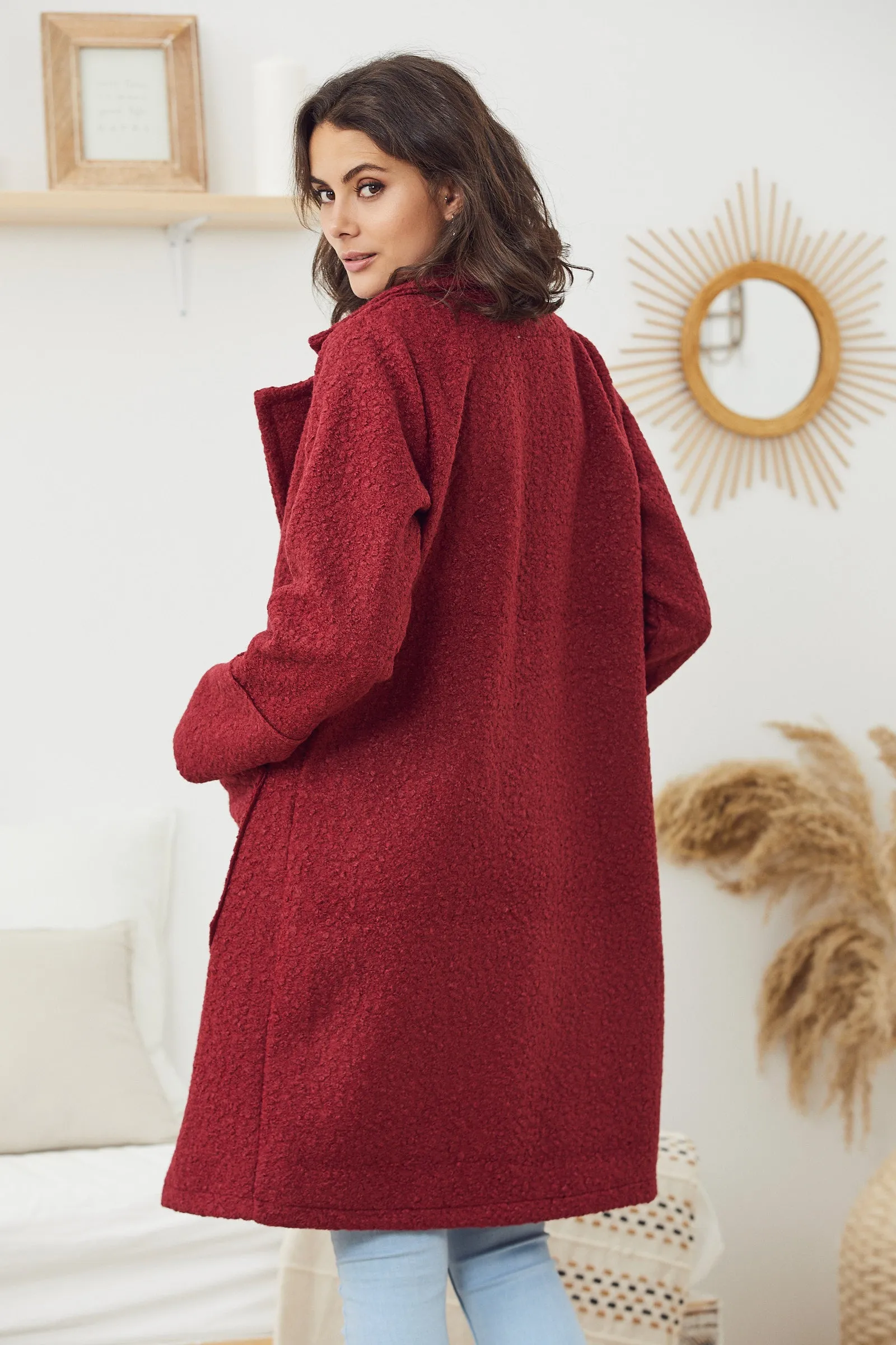 Callie Burgundy Teddy Coat