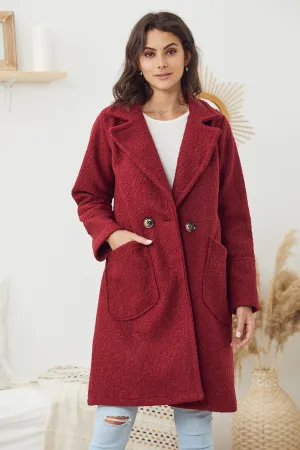 Callie Burgundy Teddy Coat