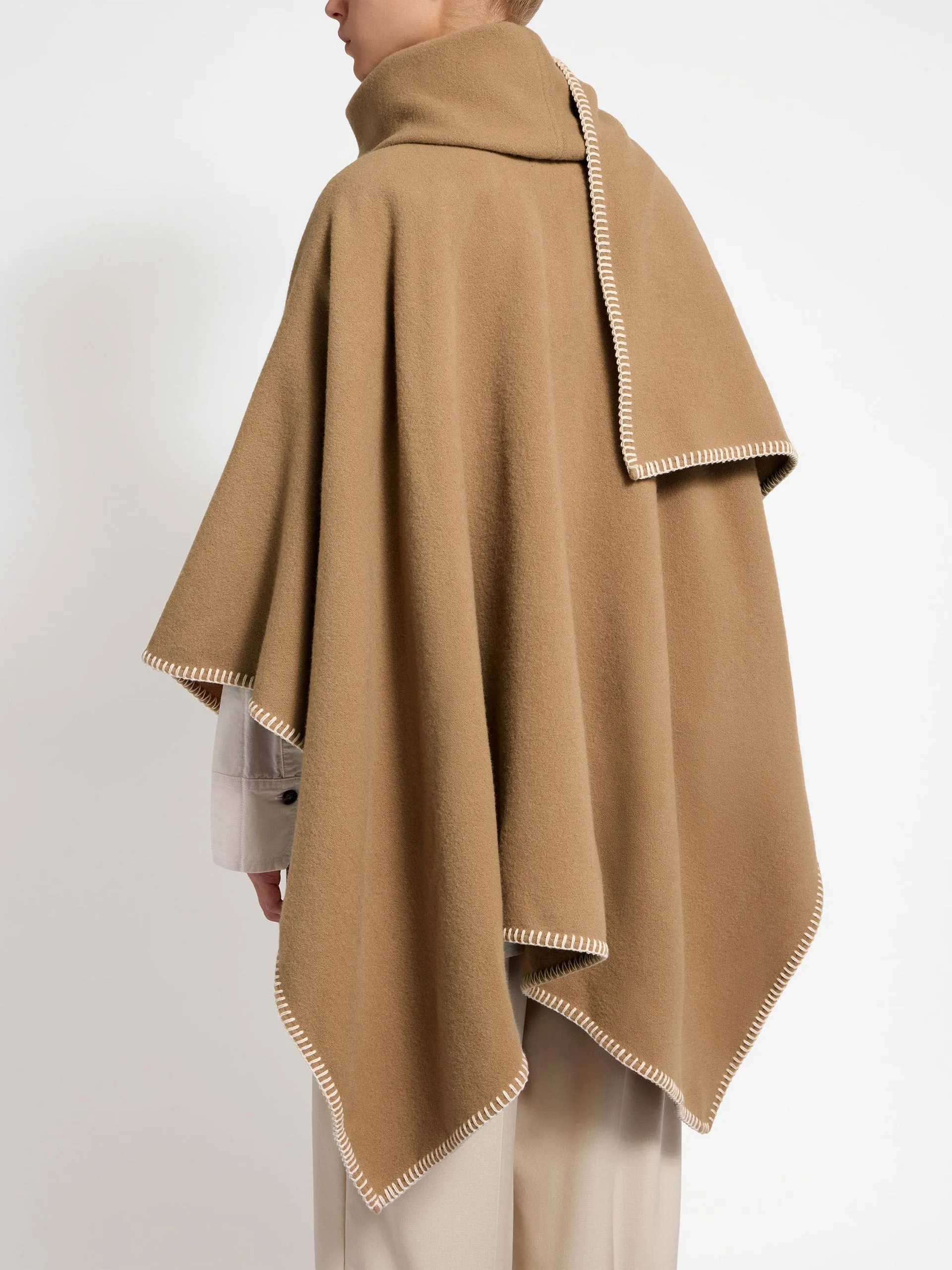 Camel Iona woven pure wool cape