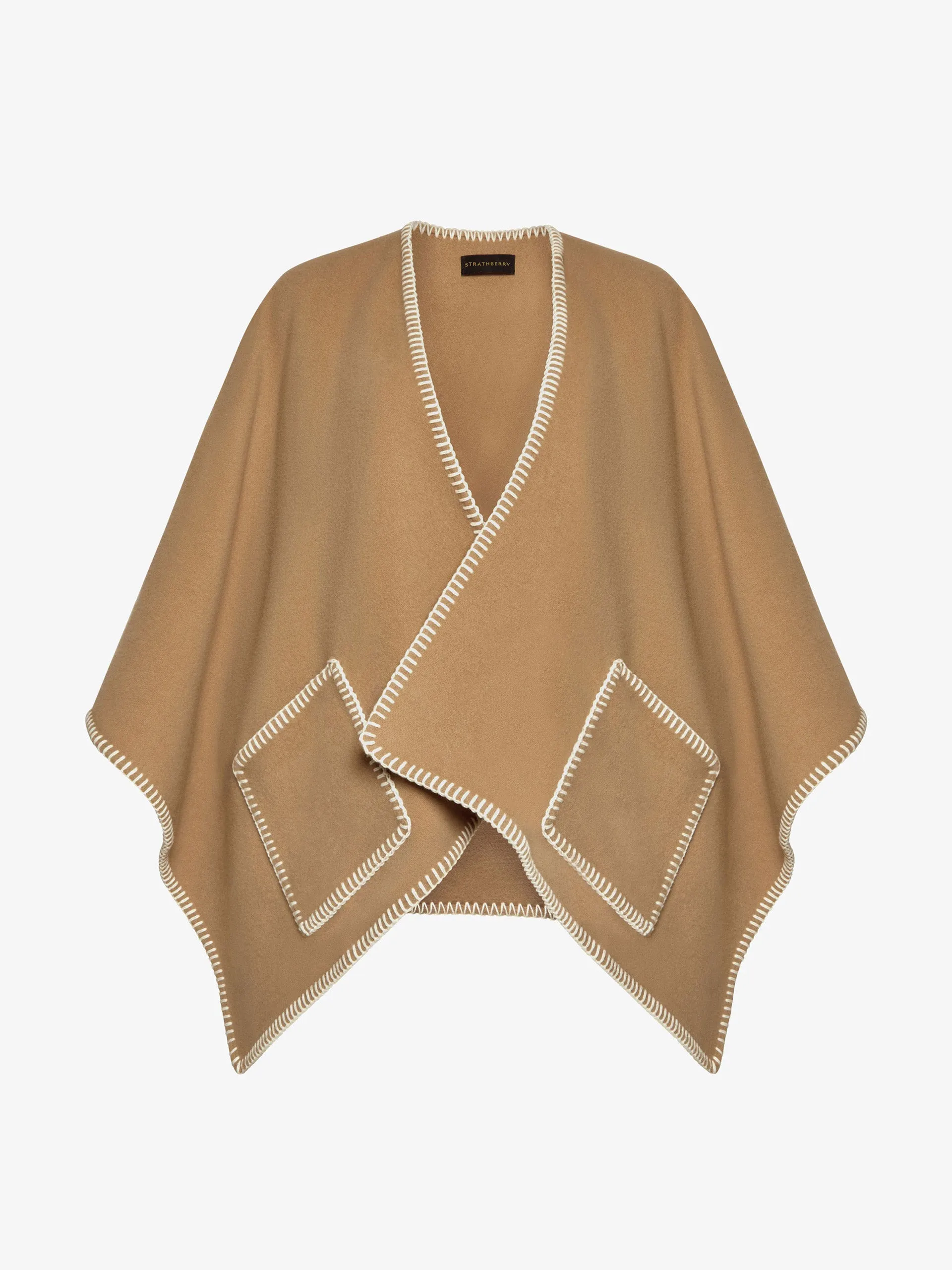 Camel Iona woven pure wool cape