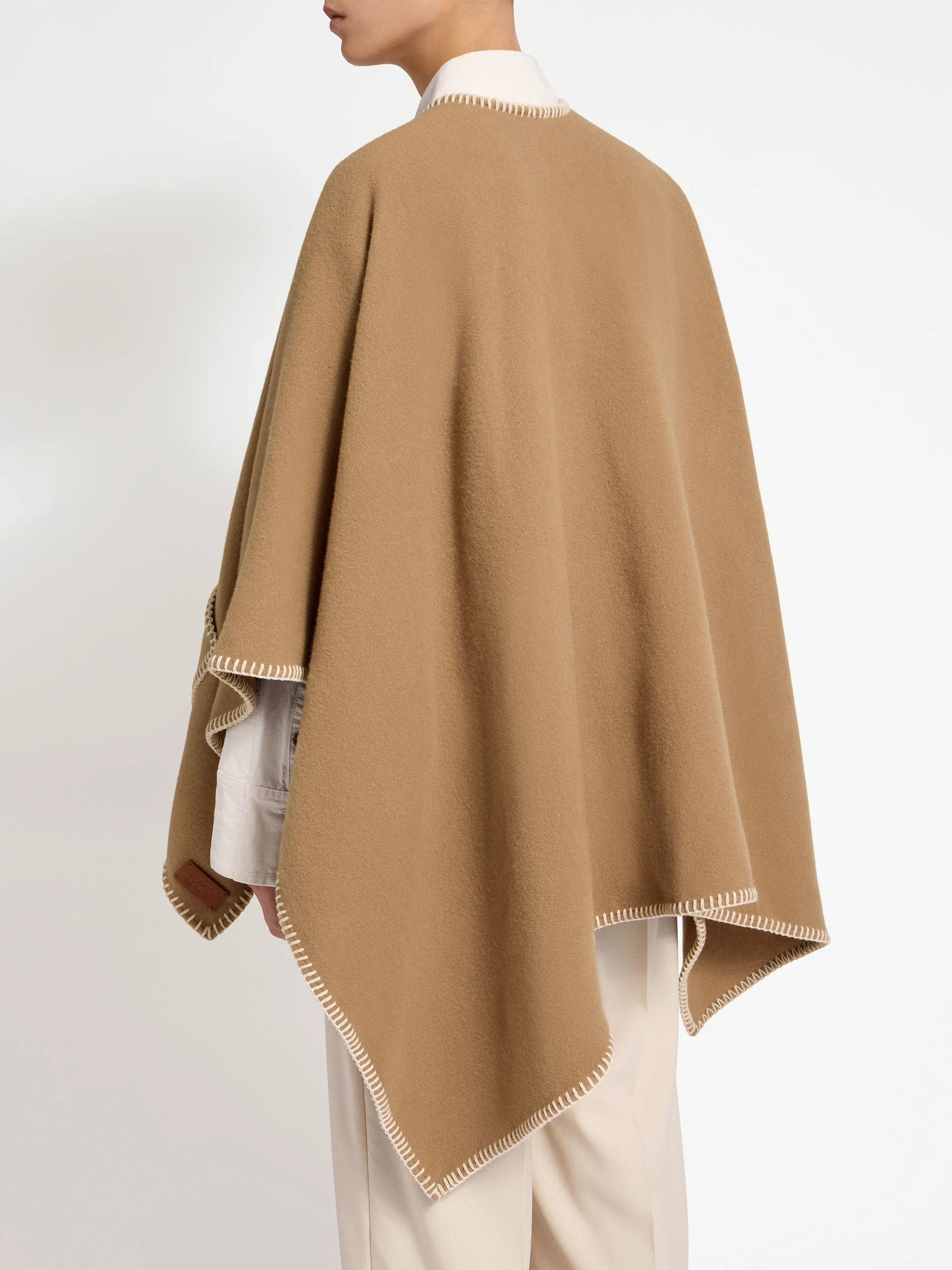 Camel Iona woven pure wool cape