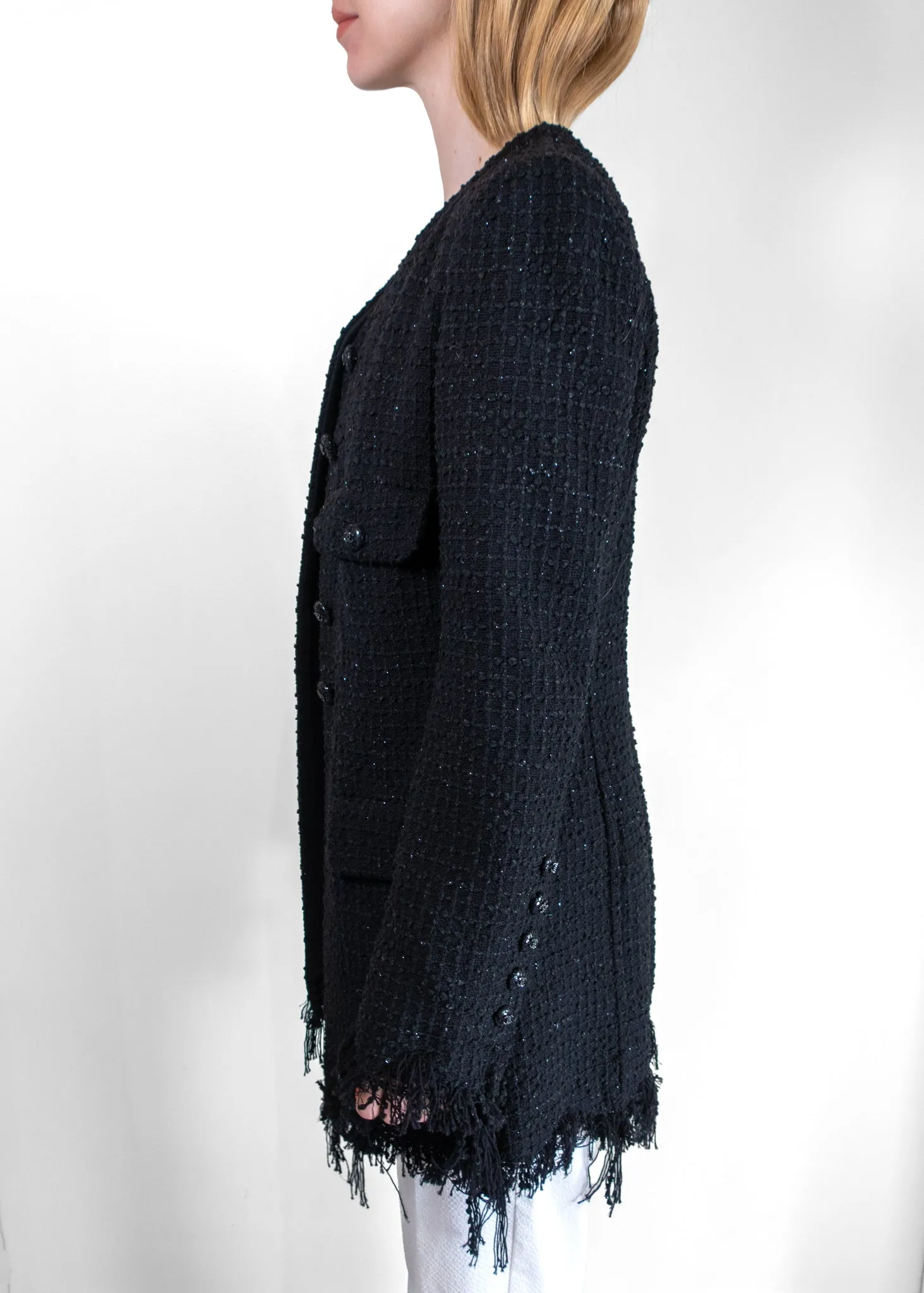 Chanel '22 Runway Tweed Fringe Jacket