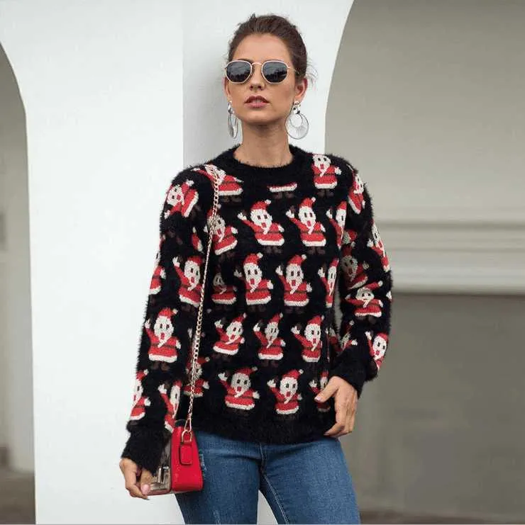 Christmas Santa Claus Women Sweater - Black