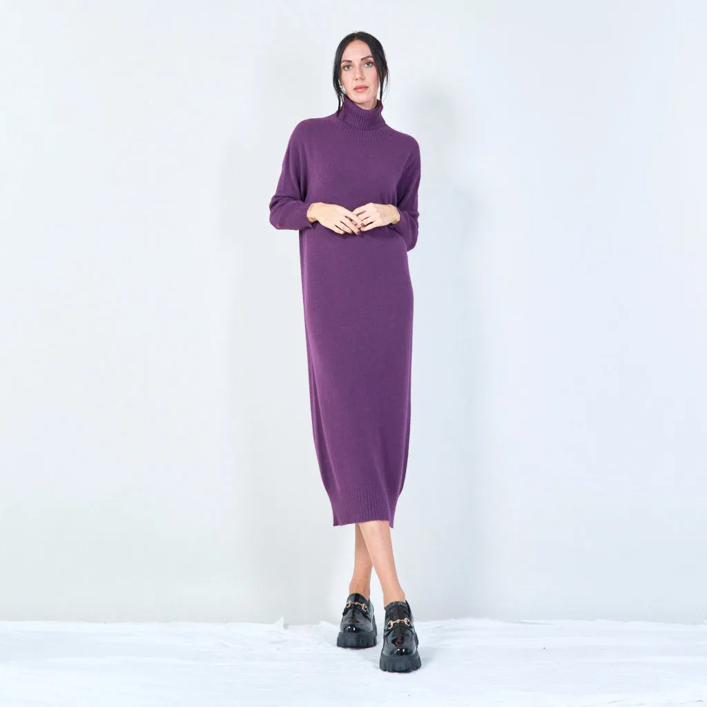 Cozy turtleneck midi dress wholesale