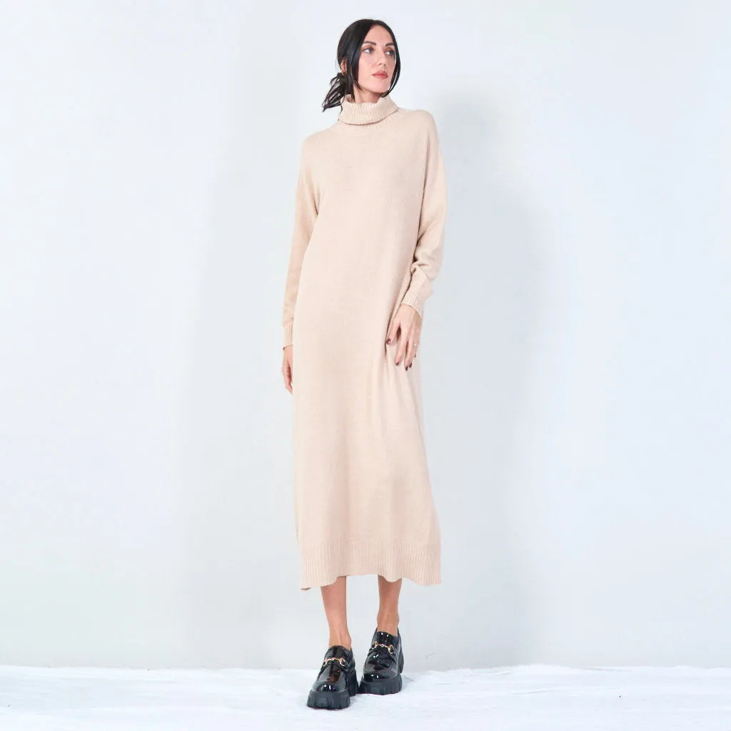 Cozy turtleneck midi dress wholesale