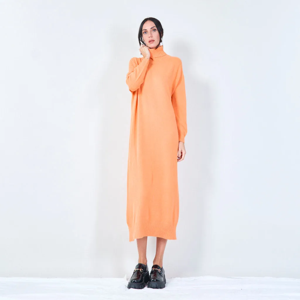 Cozy turtleneck midi dress wholesale