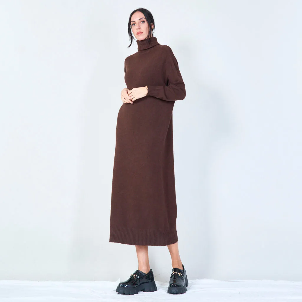 Cozy turtleneck midi dress wholesale