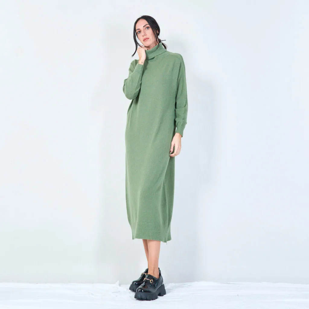 Cozy turtleneck midi dress wholesale