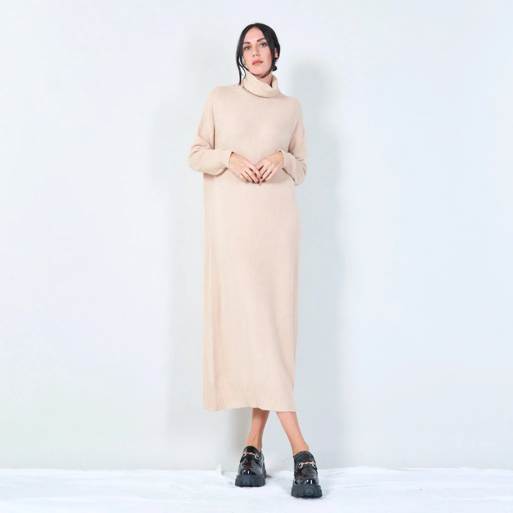 Cozy turtleneck midi dress wholesale