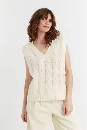 Cream Wool-Cashmere Vera Tank