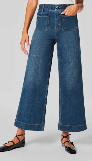 Cropped Wide Leg Jeans - Blue