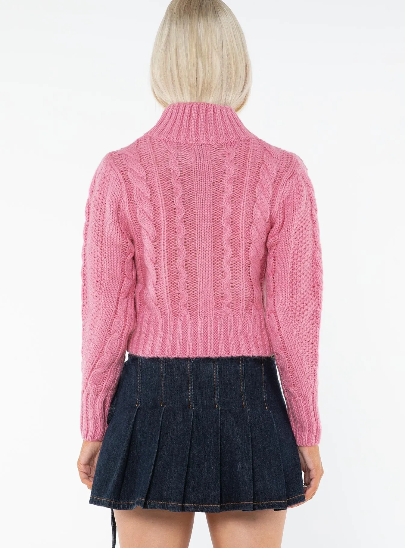 Degi Cropped Cable Sweater Pink