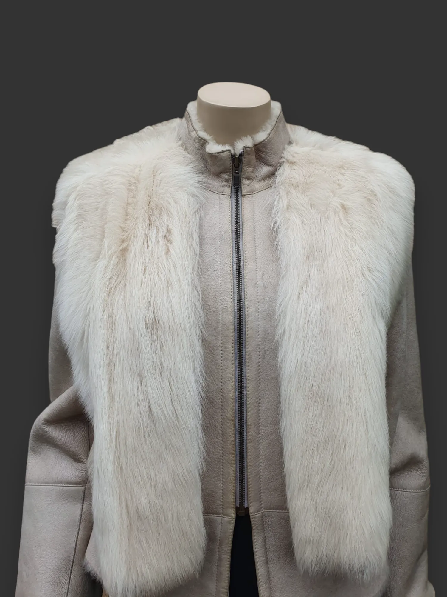 Eggshell Polo Shearling Jacket -Large