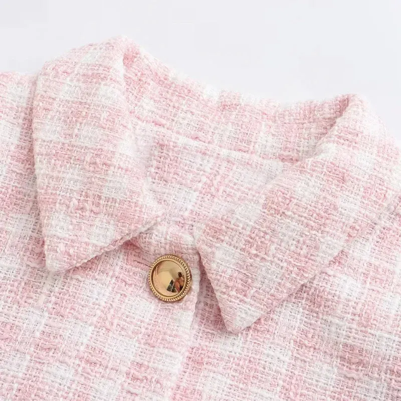 Elegant Tweed Jacket Outwear Buttoned Blazer