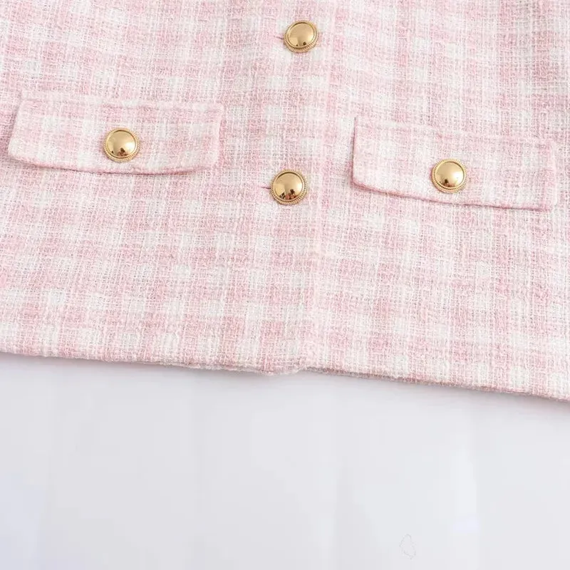 Elegant Tweed Jacket Outwear Buttoned Blazer