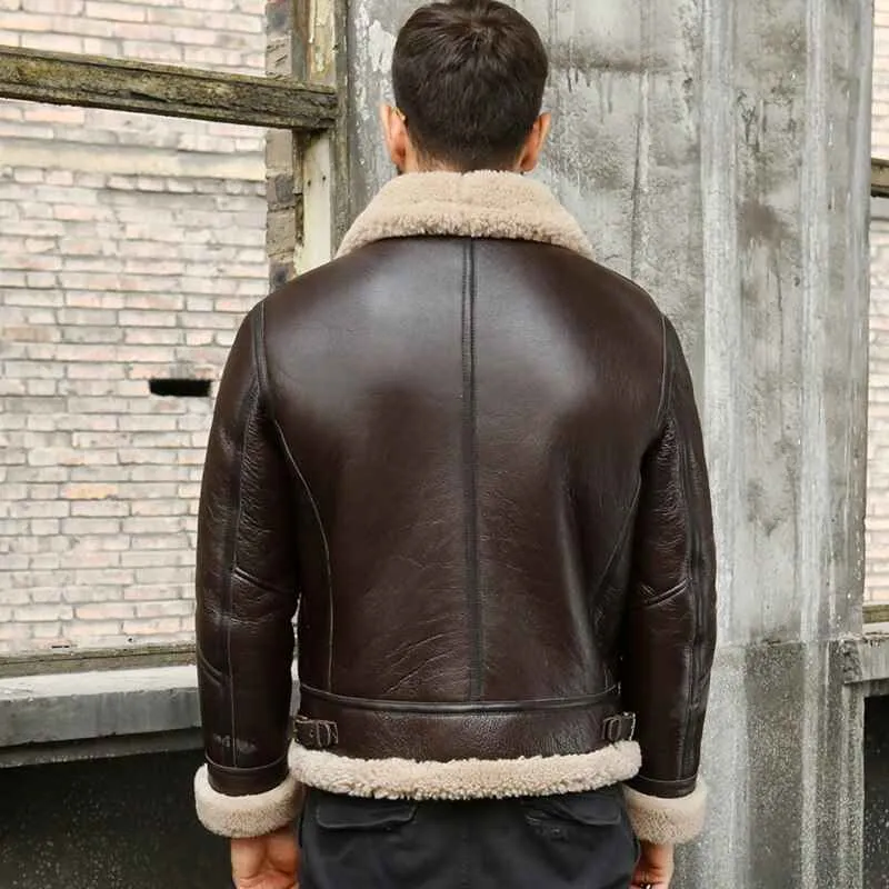 Eonara Shearling Brown Biker Leather Jacket