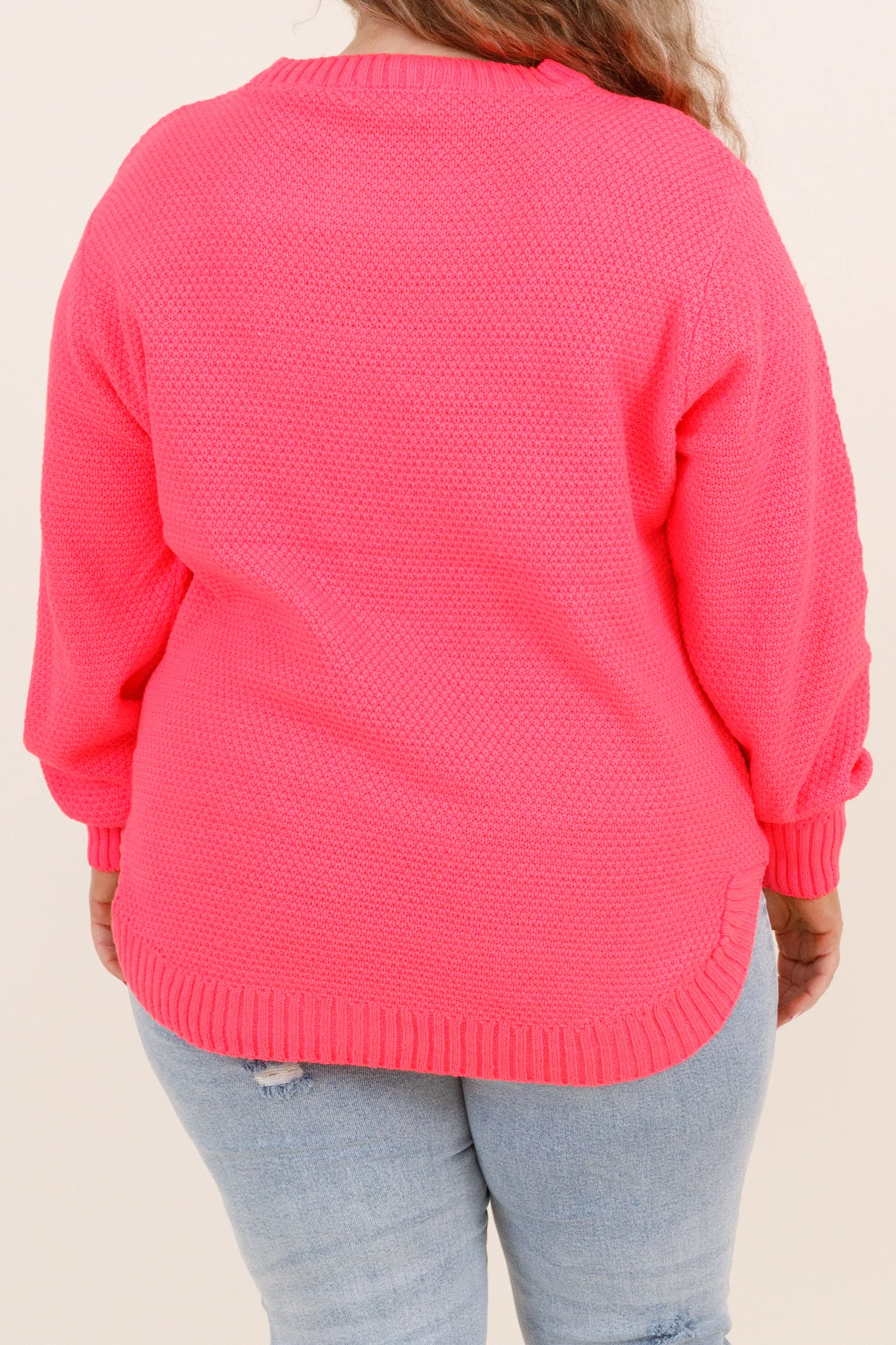 Fall For Me Sweater, Neon Coral Fuchsia