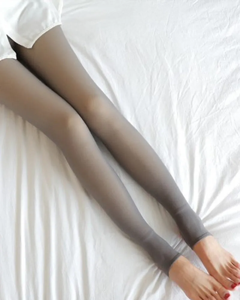 Flawless legs fake translucent warm plush lined elastic tights