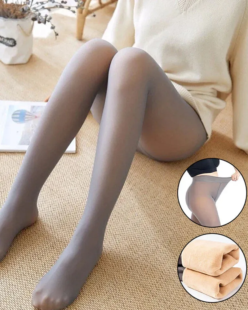 Flawless legs fake translucent warm plush lined elastic tights