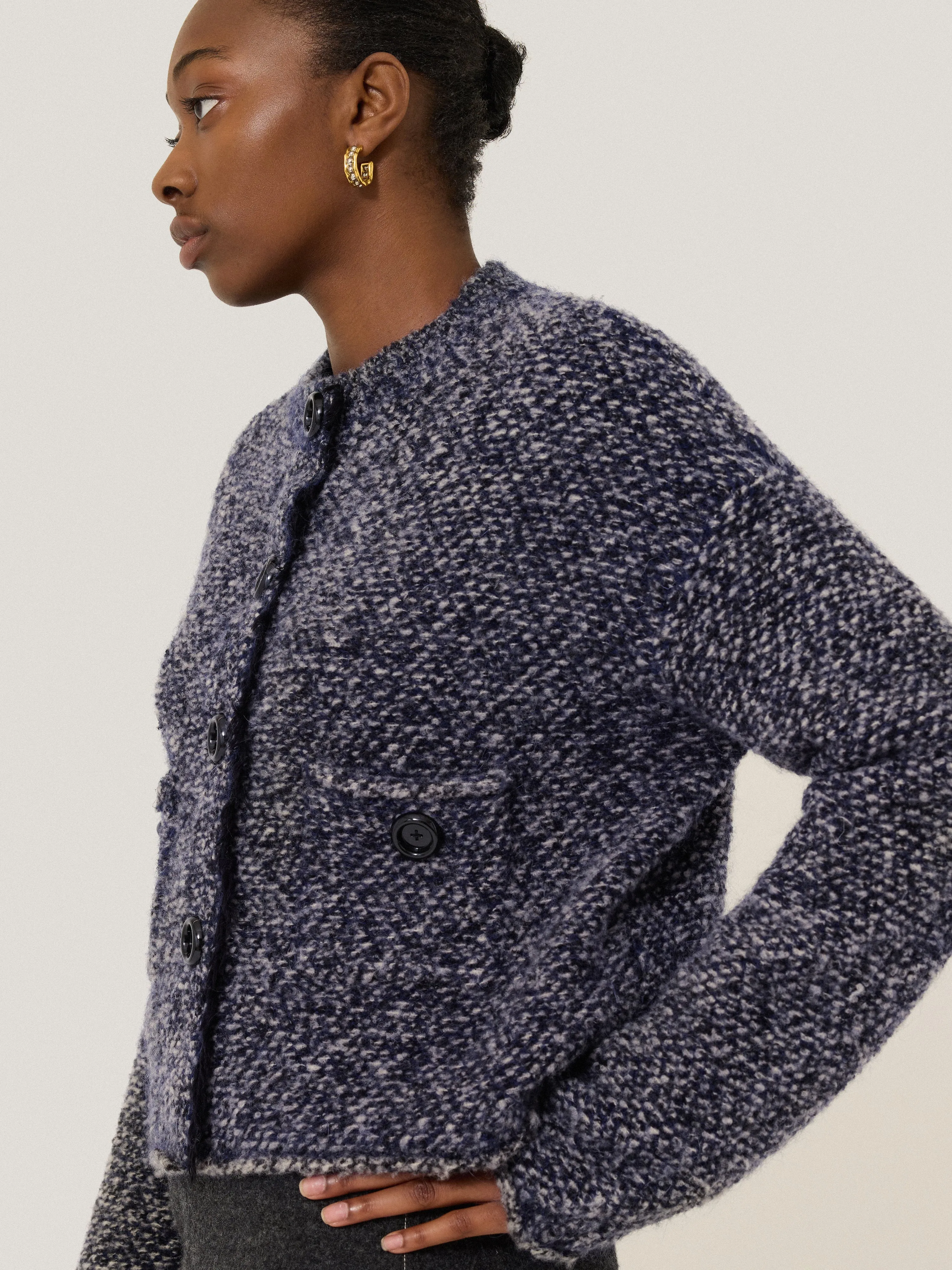 French Tweed Cardi-Jacket | Navy