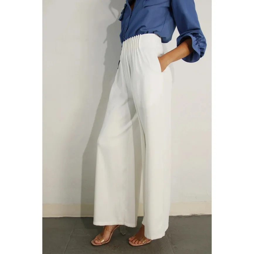 Front Pleated Pants WHITE