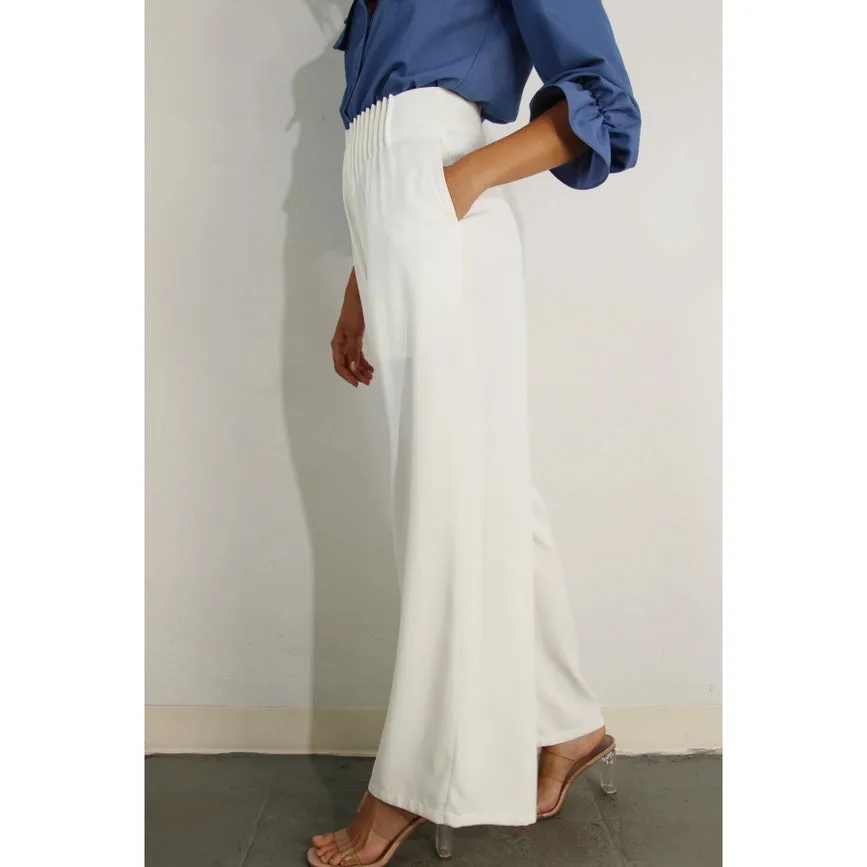 Front Pleated Pants WHITE